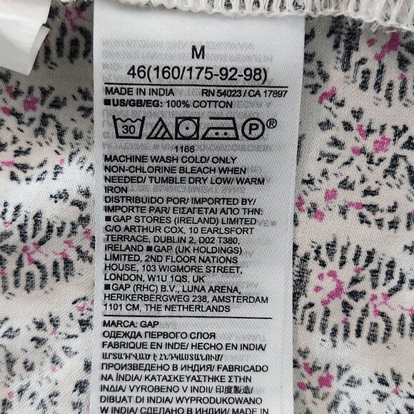 Gap Black and White Print Button Down Blouse Size Medium Gap Cotton Blouse - Picture 8 of 9